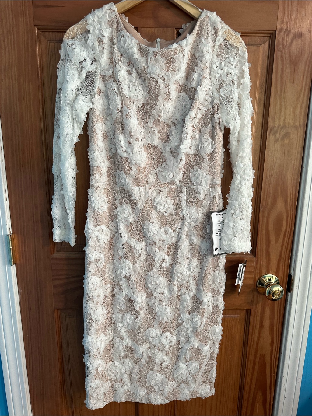 Xscape White Lace Dress With Nude Lining
